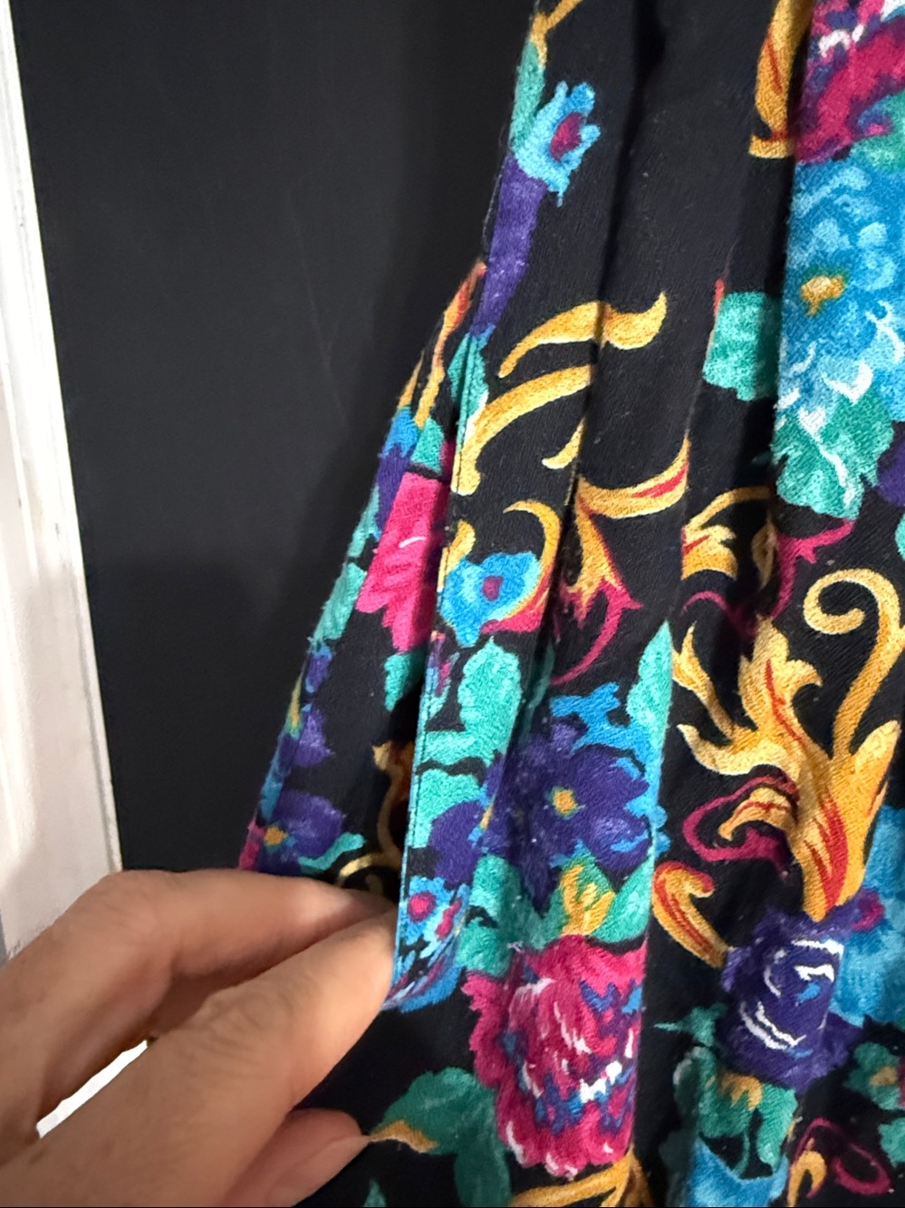 Katie Brooke Vtg Pleated Floral Elastic Waist Midi Skirt Size: 14 - Picture 4 of 7